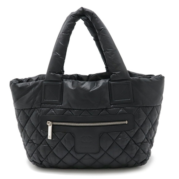 CHANEL Quilted Nylon Leather Small Tote Black 8610 ⭐ - Picture 2 of 9